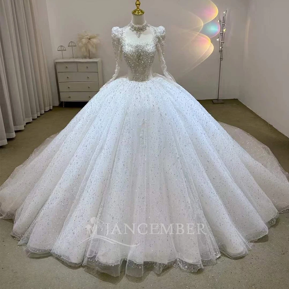 Luxurious Wedding Dress Fully Beaded Ballgown Full Sleeve O-Neck Customized Bridal Dress Sequin Lace Up Vestido De Novia Organza
Luxurious Wedding Dress Fully Beaded Ballgown Full Sleeve O-Neck Customized Bridal Dress Sequin Lace Up Vestido De Novia Organza