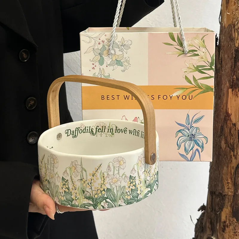 Exquisite High-end Campanula Ceramic Portable Fruit Basket,Fruit Plate,High Beauty,VintageDimSum Plate,Hand Gift TraysDecorative
Exquisite High-end Campanula Ceramic Portable Fruit Basket,Fruit Plate,High Beauty,VintageDimSum Plate,Hand Gift TraysDecorative