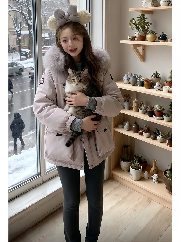 Faionable Thiened down Cotton Jaet Women's Parka Coat with Fur Collar Korean Sle Commute Loose Fit Long Sve
Faionable Thiened down Cotton Jaet Women's Parka Coat with Fur Collar Korean Sle Commute Loose Fit Long Sve