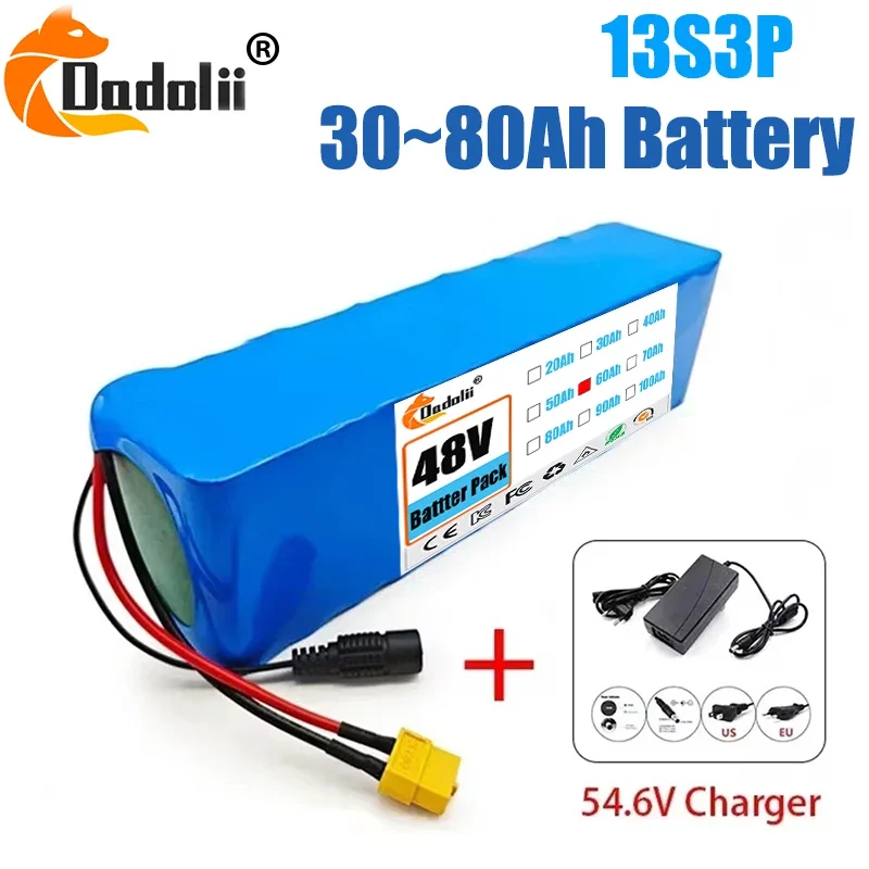 13S3P 48V 100000mAh 100Ah Lithium-ion Battery Pack with 1000W BMS for 54.6V E-bike Electric Bicycle Scooter
13S3P 48V 100000mAh 100Ah Lithium-ion Battery Pack with 1000W BMS for 54.6V E-bike Electric Bicycle Scooter