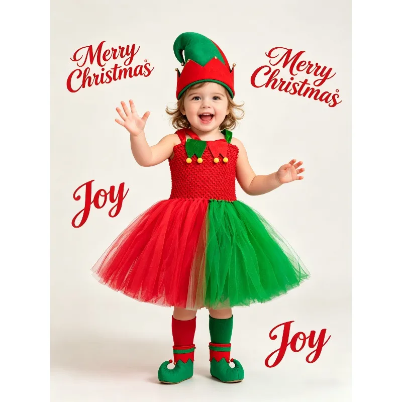 Christmas Elf Costume Red Green Mesh Tutu Dress Xmas Tree Skirt Party Stage Performance Festive Cosplay Holiday Outfit Set
Christmas Elf Costume Red Green Mesh Tutu Dress Xmas Tree Skirt Party Stage Performance Festive Cosplay Holiday Outfit Set