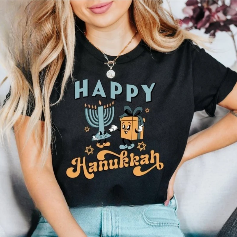 Happy Hanukkah Shirt Jewish Holiday Saying Religious for Printed T-shirt Tops Unisex High Quality Cotton Regular Short Sleeve
Happy Hanukkah Shirt Jewish Holiday Saying Religious for Printed T-shirt Tops Unisex High Quality Cotton Regular Short Sleeve
