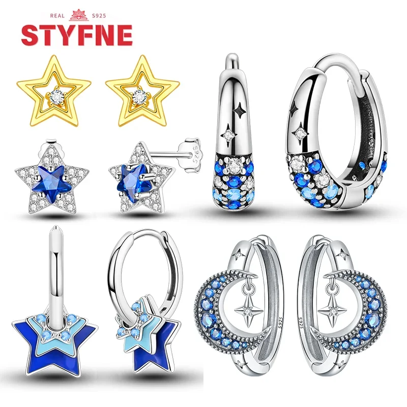 925 Silver Sparkling Blue Star Zircon Hoop Earrings S925 Drop Earring Fit Original Party Jewelry for Women Fine Birthday Gifts
925 Silver Sparkling Blue Star Zircon Hoop Earrings S925 Drop Earring Fit Original Party Jewelry for Women Fine Birthday Gifts