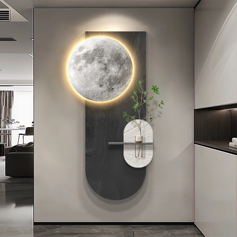 Advanced hydroponics green plants entry door porch decorative painting simple modern moon wall lamp painting high-end corridor h
Advanced hydroponics green plants entry door porch decorative painting simple modern moon wall lamp painting high-end corridor h
