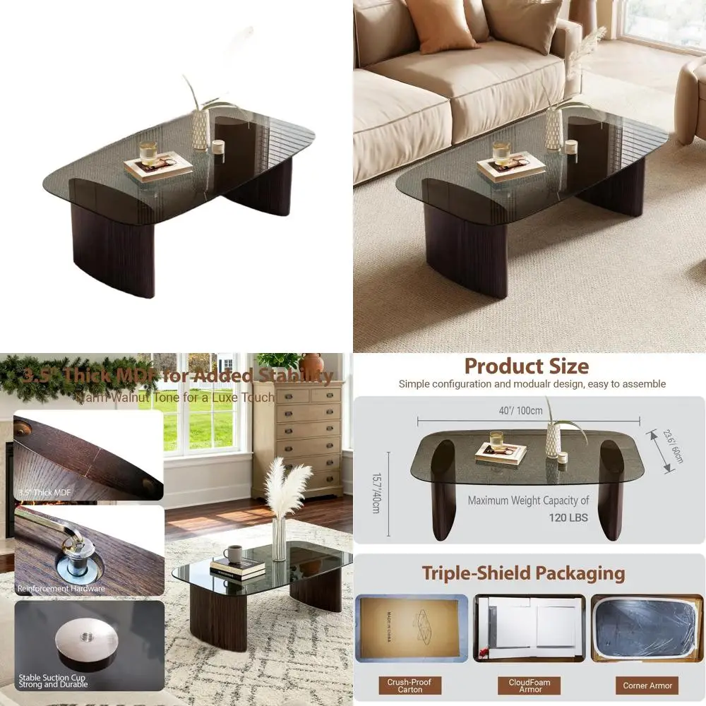 Minimalist Walnut Coffee Table with Tempered Glass Top for Living Spaces
Minimalist Walnut Coffee Table with Tempered Glass Top for Living Spaces