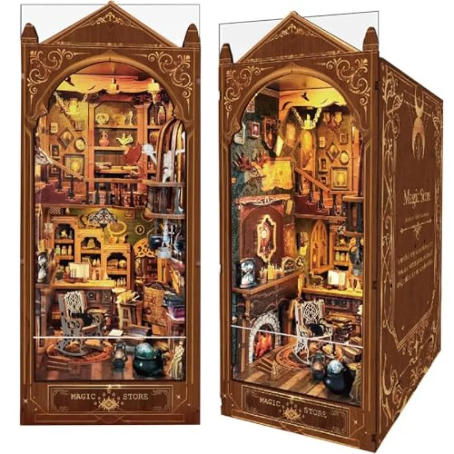 Book Nook Kit for home decor, wood material, natural wood color, includes LED light and DIY assembly for adults
Book Nook Kit for home decor, wood material, natural wood color, includes LED light and DIY assembly for adults