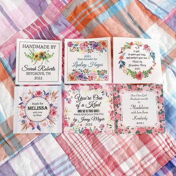 Sewing Labels, Set of 12, fabric patch, cotton tag, Iron On Quilt Labels, fabric label, quilting gift, 75x75mm (TB3604)