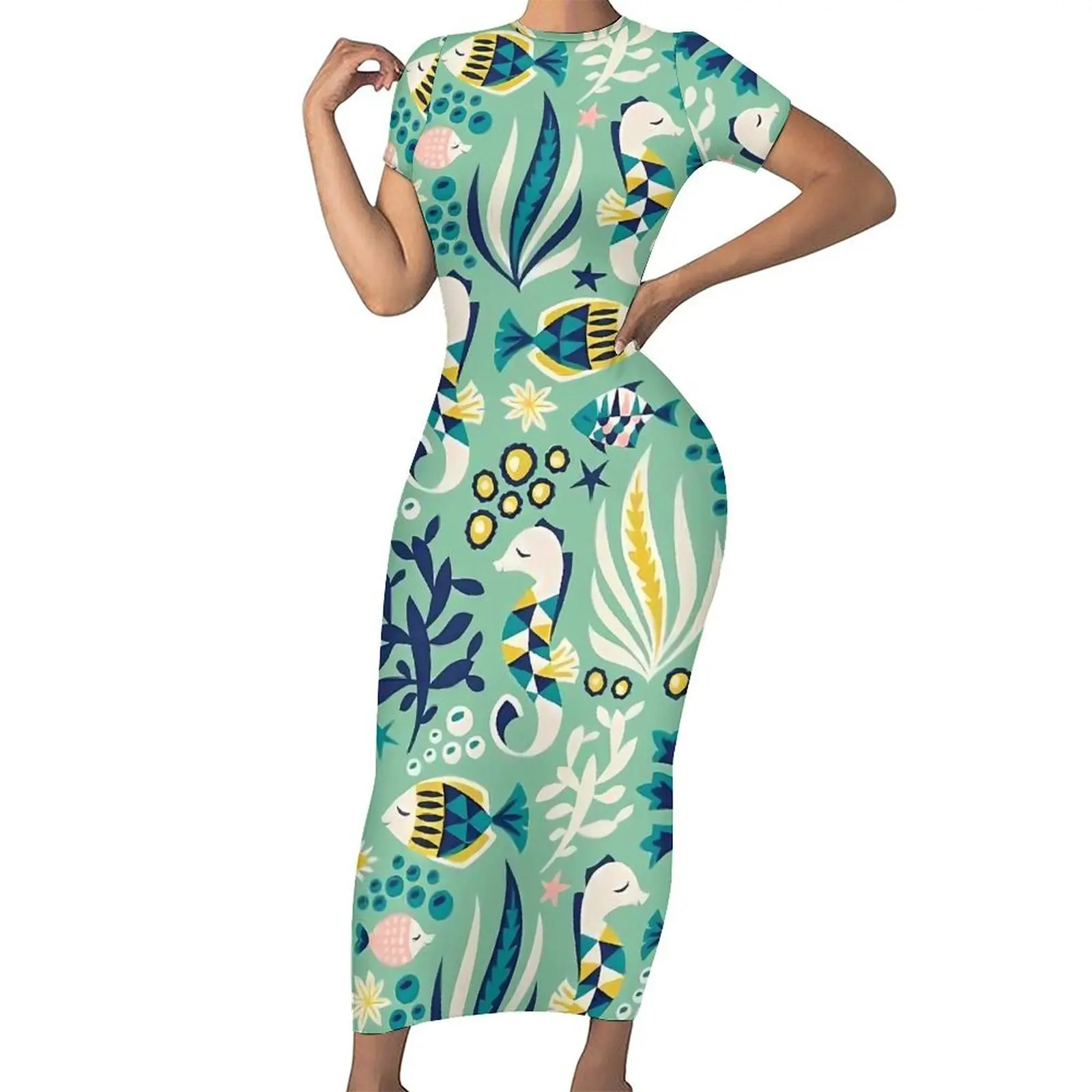 Cartoon Sea Fish Dress Short Sleeve Floral Print Sexy Maxi Dresses Summer Street Style Custom Bodycon Dress 3XL 4XL 5XL
Cartoon Sea Fish Dress Short Sleeve Floral Print Sexy Maxi Dresses Summer Street Style Custom Bodycon Dress 3XL 4XL 5XL