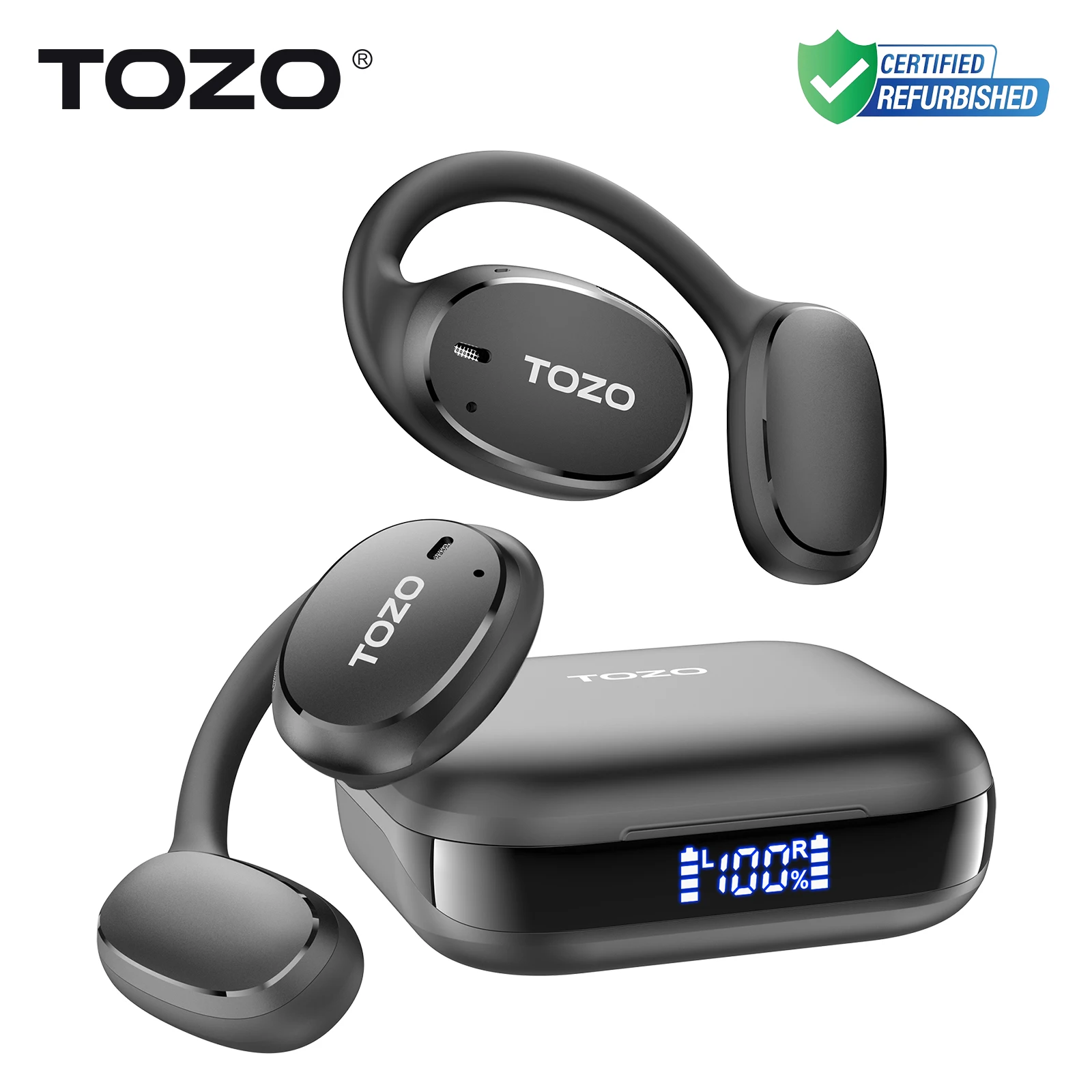 Refurbished TOZO OpenEgo Headsets Open Ear Headphone Bluetooth Dual Mic Clear Call Earphones with Earhooks IPX5 Water-resistant
Refurbished TOZO OpenEgo Headsets Open Ear Headphone Bluetooth Dual Mic Clear Call Earphones with Earhooks IPX5 Water-resistant