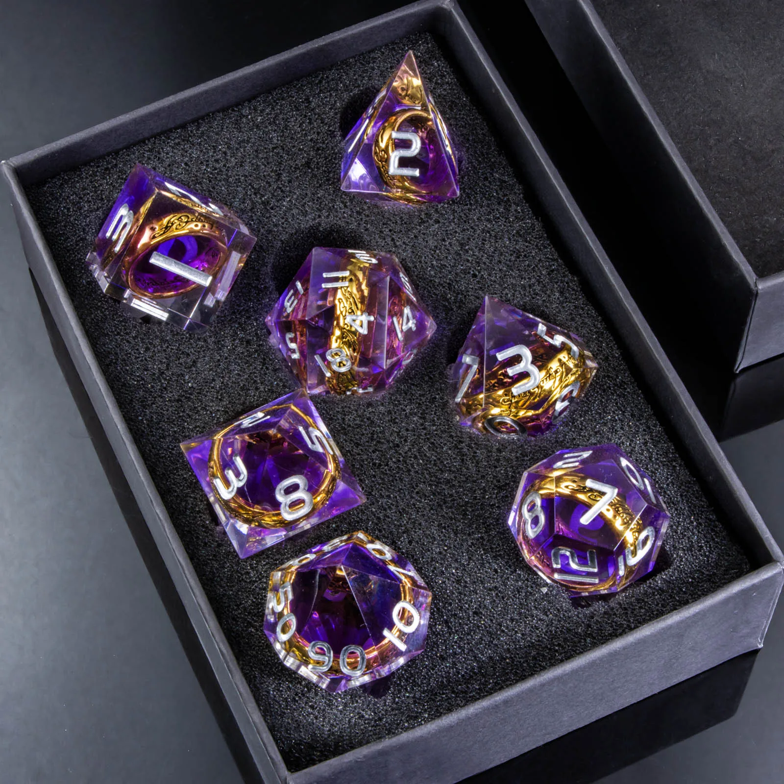 Magic Lord Rings Dice Set, 7Pcs DnD Dice Set Dungeon and Dragon, LOTR D&D Dice for Role Playing, Purple Sharp Edge Resin Dice
Magic Lord Rings Dice Set, 7Pcs DnD Dice Set Dungeon and Dragon, LOTR D&D Dice for Role Playing, Purple Sharp Edge Resin Dice