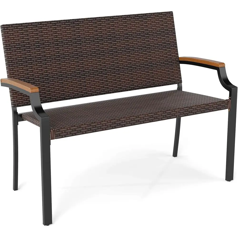 Stackable 2-Person Wicker Loveseat Bench with Acacia Wood Armrests for Outdoor Spaces
Stackable 2-Person Wicker Loveseat Bench with Acacia Wood Armrests for Outdoor Spaces