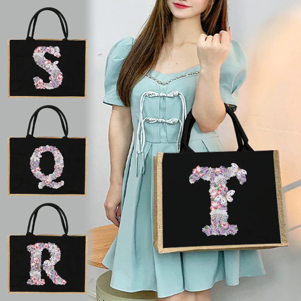 Jute Bag Handbag Linen Shoulder Bag Sacks Jute Imitation Sacks Linen Bags Women Shopping Bags Letters Composed of Rose Flowers
Jute Bag Handbag Linen Shoulder Bag Sacks Jute Imitation Sacks Linen Bags Women Shopping Bags Letters Composed of Rose Flowers