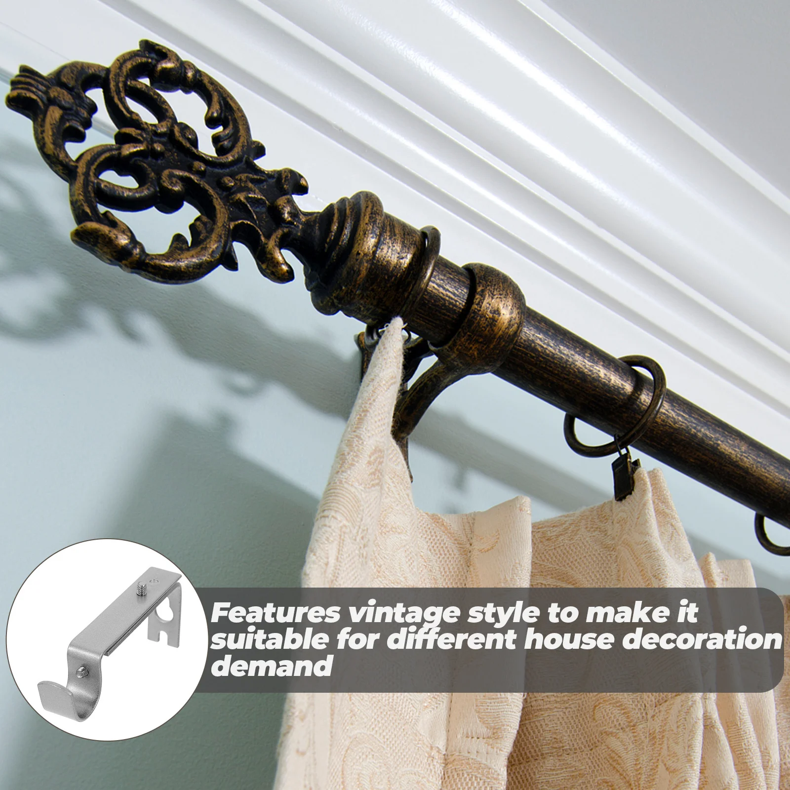 2Pcs 1905mm Iron Curtain Mounting Holder Easy Install Vintage Style Home Decor Curtain Rod Bracket Drapery Rod Bracket
2Pcs 1905mm Iron Curtain Mounting Holder Easy Install Vintage Style Home Decor Curtain Rod Bracket Drapery Rod Bracket