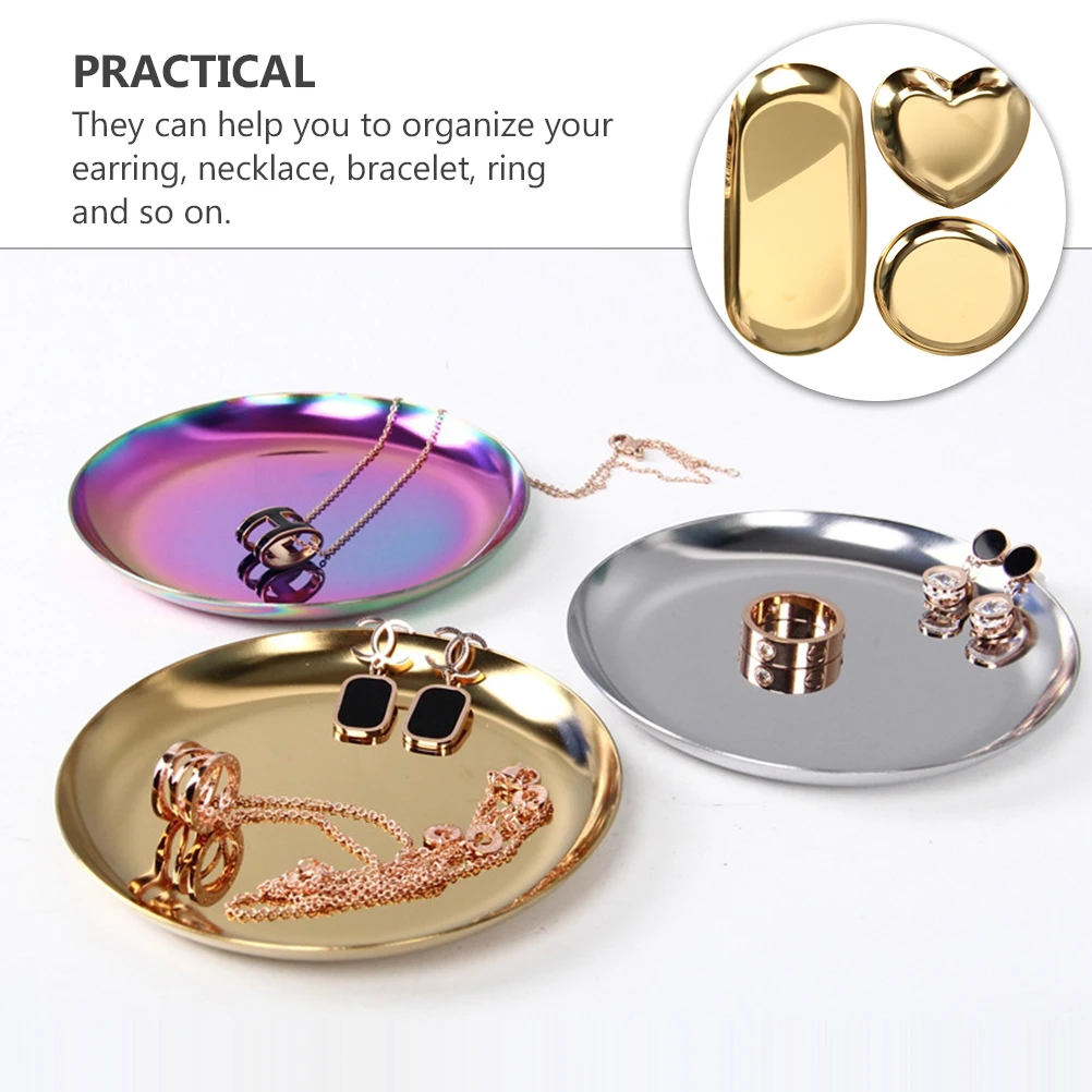 3 Pcs Jewelry Storage Tray Container Plate Stylish Trinket Dish Accessories Ring Earring
3 Pcs Jewelry Storage Tray Container Plate Stylish Trinket Dish Accessories Ring Earring