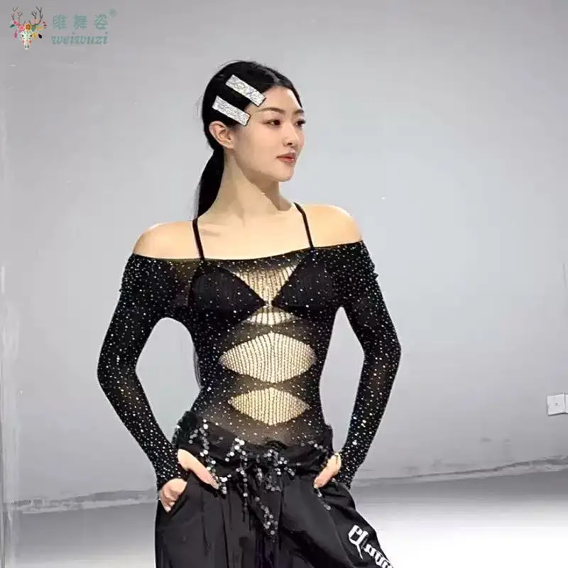 Belly Dance Hot Diamond Top Elasticity Long Sleeve Training Costume for Women Jazz Dance Oriental Belly Dancing Wear Clothing
Belly Dance Hot Diamond Top Elasticity Long Sleeve Training Costume for Women Jazz Dance Oriental Belly Dancing Wear Clothing