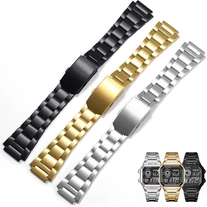 Ремешок из нержавеющей стали для Casio AE1200/1300 A159W-N1 A158 A168 F91W AQ-230 Series Ультратонкий металлический стальной браслет унисекс 18 мм
Ремешок из нержавеющей стали для Casio AE1200/1300 A159W-N1 A158 A168 F91W AQ-230 Series Ультратонкий металлический стальной браслет унисекс 18 мм