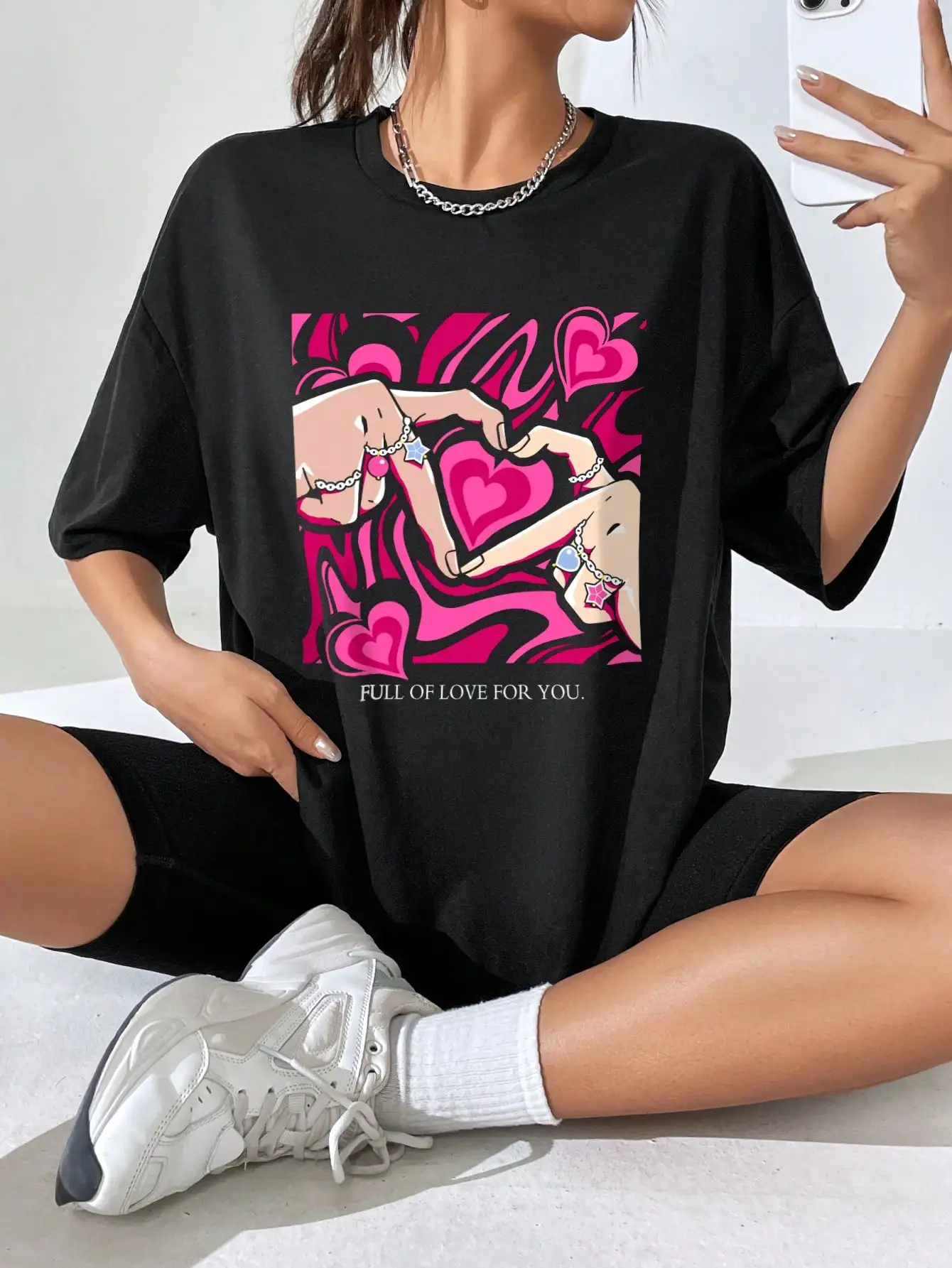 Женские футболки с принтом Pink Hand Heart Full Of Love For You, летняя футболка с круглым вырезом, хлопковая мягкая одежда, Y2K, хип-хоп, с коротким рукавом
Женские футболки с принтом Pink Hand Heart Full Of Love For You, летняя футболка с круглым вырезом, хлопковая мягкая одежда, Y2K, хип-хоп, с коротким рукавом