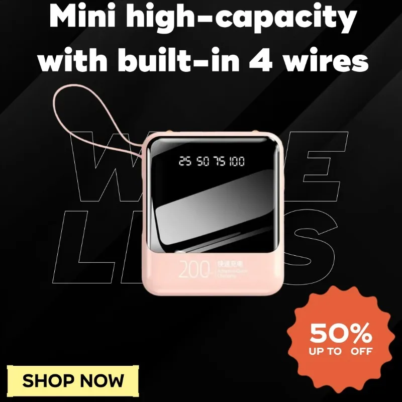 Mini Portable Charger with 20000mAh Digital Display Detachable and Built - in Cable Mobile Power Bank
Mini Portable Charger with 20000mAh Digital Display Detachable and Built - in Cable Mobile Power Bank