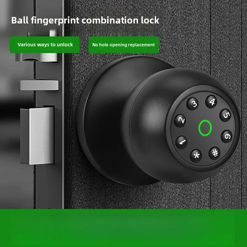 Smart Fingerprint Password Lock Hardware Spherical Lock Black Simple Office Door Handle Silent Lock
Smart Fingerprint Password Lock Hardware Spherical Lock Black Simple Office Door Handle Silent Lock