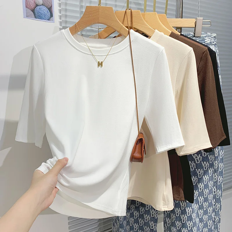 2025 Early Autumn Korean Style Women’s Short Sleeve T-Shirts Lightweight Minimalist Tops Casual Fashion Solid Color Women’s Tops
2025 Early Autumn Korean Style Women’s Short Sleeve T-Shirts Lightweight Minimalist Tops Casual Fashion Solid Color Women’s Tops