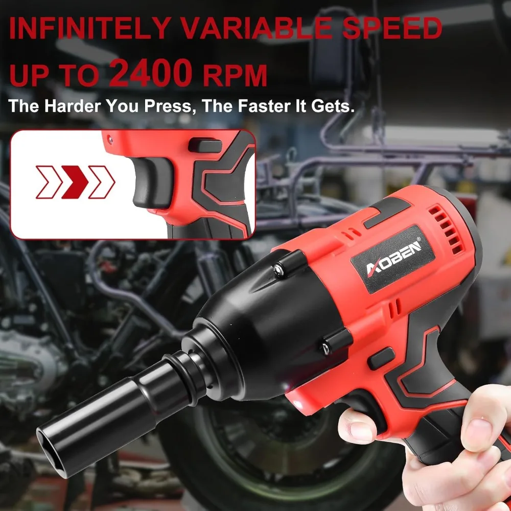 Cordless Impact Wrench 1/2 Inch, Power Impact Gun Kit, Max 600N. M/450Ft-lbs High Torque Electric Impact Driver
Cordless Impact Wrench 1/2 Inch, Power Impact Gun Kit, Max 600N. M/450Ft-lbs High Torque Electric Impact Driver