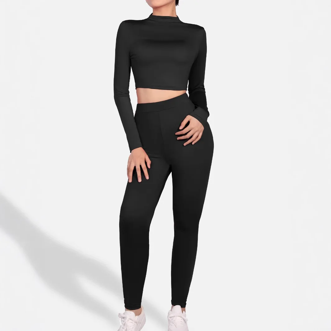 Fitted Suit Short Stand-up Collar Long-sleeved Top Tight Stretch Trousers Two-piece Women's Set
Fitted Suit Short Stand-up Collar Long-sleeved Top Tight Stretch Trousers Two-piece Women's Set