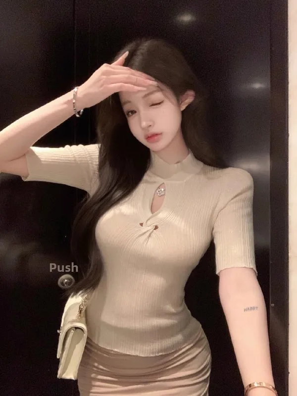 Slim Fit Knitted Top Women's f High Collar Hollow out ort Sve Summer New Sle Faion Korean Sle Commute Sle
Slim Fit Knitted Top Women's f High Collar Hollow out ort Sve Summer New Sle Faion Korean Sle Commute Sle