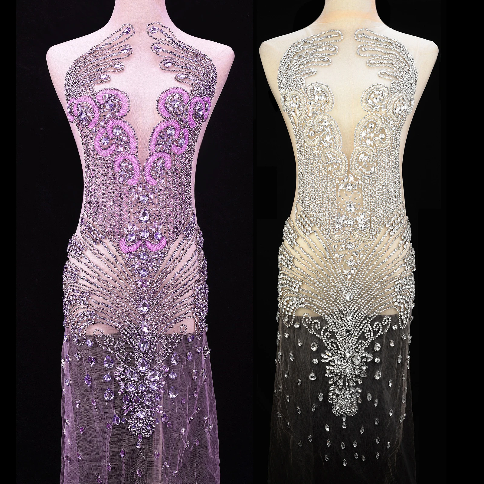 (1PC) Luxury large Hand made silver gold crystal glass rhinestone bodice applique patch full body front prom dress WDD1359
(1PC) Luxury large Hand made silver gold crystal glass rhinestone bodice applique patch full body front prom dress WDD1359