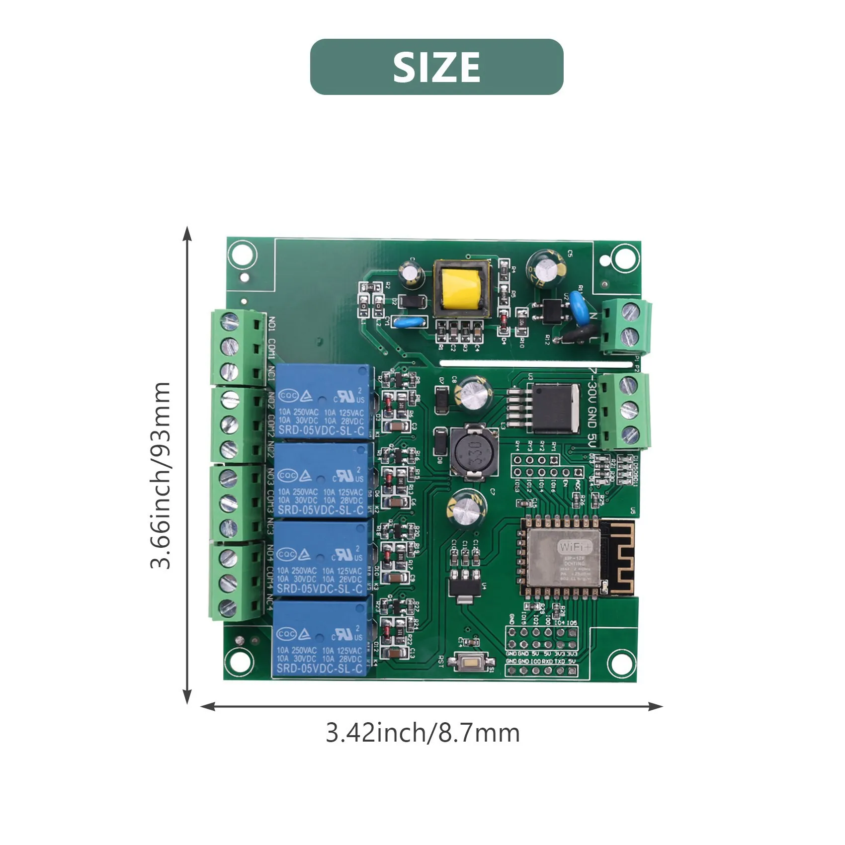 Winter Essential 5X ESP-12F WIFI Relay Module 4Channel AC90-250V/DC7-30V/5V Delay Relay Switch For ARDUINO IDE
Winter Essential 5X ESP-12F WIFI Relay Module 4Channel AC90-250V/DC7-30V/5V Delay Relay Switch For ARDUINO IDE