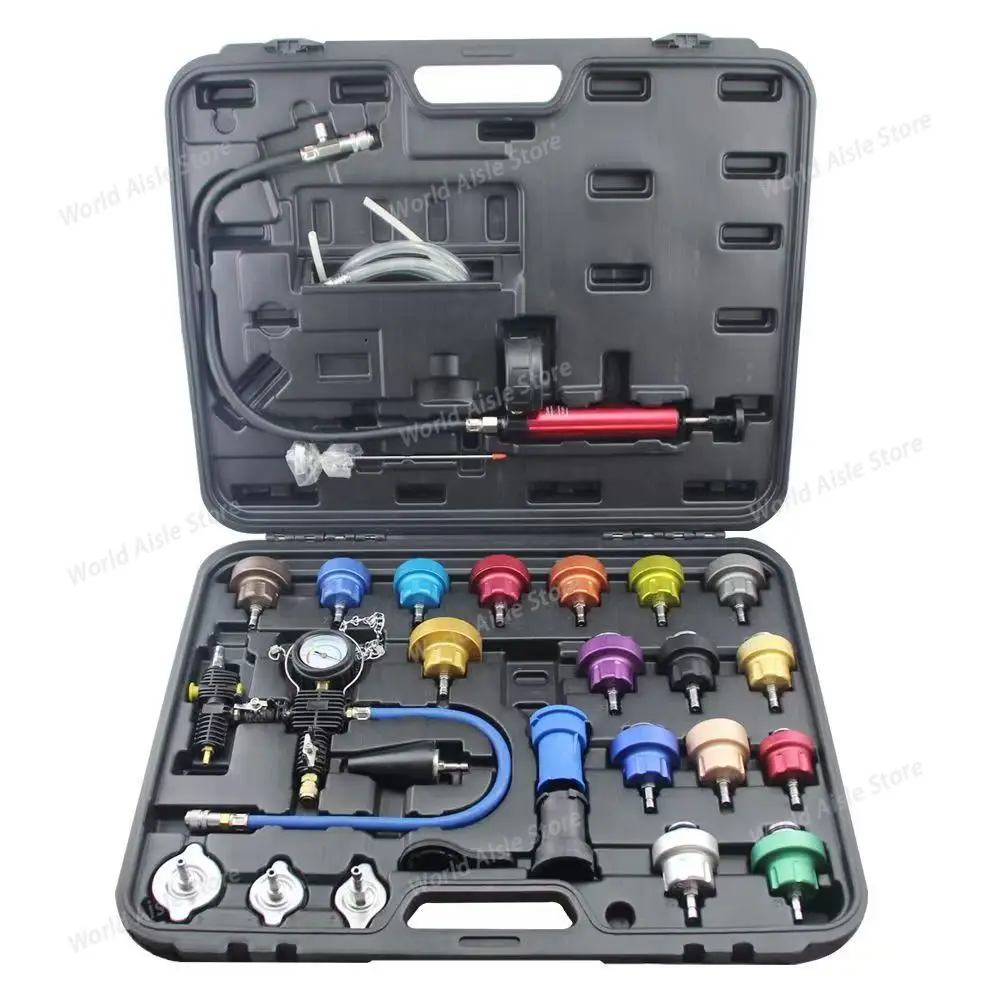 Automotive Radiator Pressure Leak Tester Kit, Vacuum Pressure Gauge Leak Detector with Aluminum Alloy Adapters
Automotive Radiator Pressure Leak Tester Kit, Vacuum Pressure Gauge Leak Detector with Aluminum Alloy Adapters
