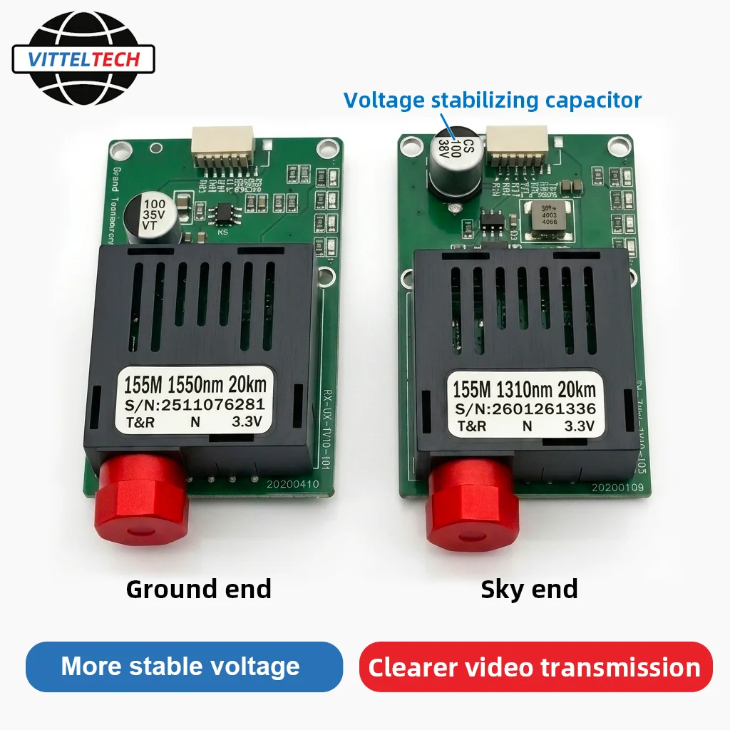 Stable 155Mbps FC Interface Fiber Optic Media Converter Video Converters with 20/40/60km TTL & Optical Terminal for FPV Drones
Stable 155Mbps FC Interface Fiber Optic Media Converter Video Converters with 20/40/60km TTL & Optical Terminal for FPV Drones