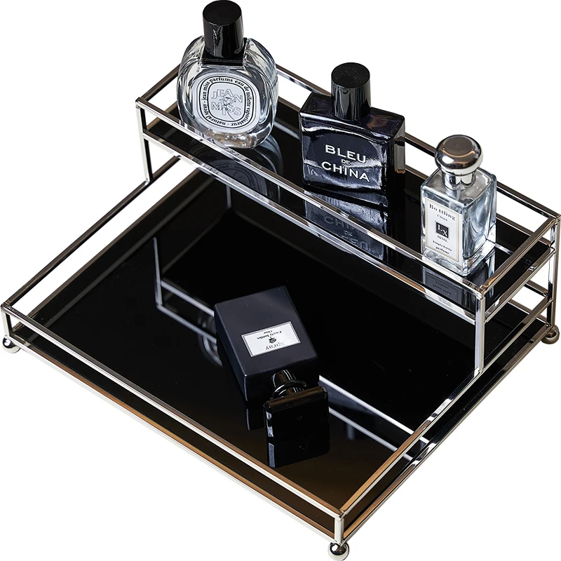 Jaji black desktop storage rack perfume rack metal frame desktop water cup makeup skin care product storage rack.
Jaji black desktop storage rack perfume rack metal frame desktop water cup makeup skin care product storage rack.