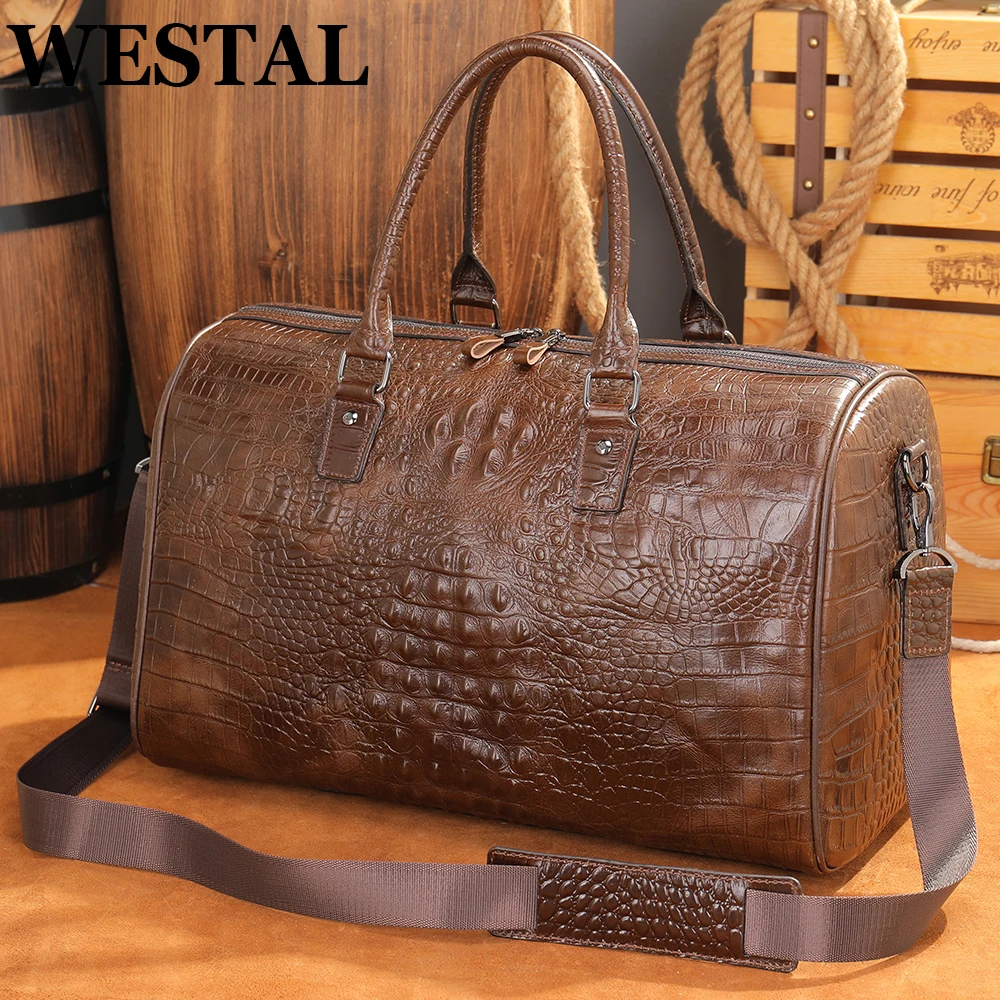 WESTAL Croco Designer Travelling Bag for Men Large Carry-on Luggage Duffle Travel Totes Men's Shoulder Bags Sport Weekend Bags 
WESTAL Croco Designer Travelling Bag for Men Large Carry-on Luggage Duffle Travel Totes Men's Shoulder Bags Sport Weekend Bags