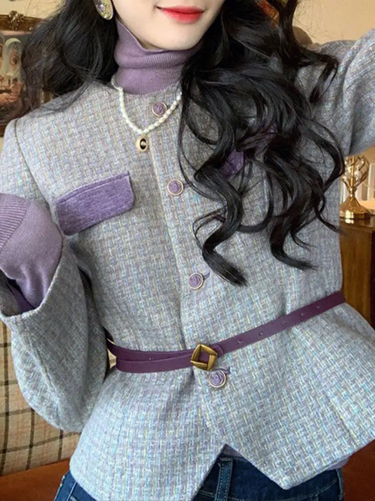 Women's Winter Short Fashion Fragrant Coat Belt Round Neck Coarse Tweed Jacket
Women's Winter Short Fashion Fragrant Coat Belt Round Neck Coarse Tweed Jacket