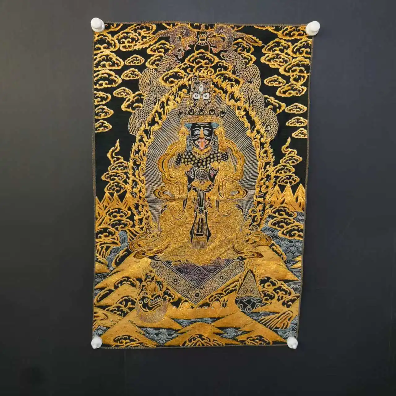 35"Thangka Embroidery Tibetan Buddhism Silk Embroidery brocade Nepal Zakila Mu Sitting Buddha Thangka hanging panel
35"Thangka Embroidery Tibetan Buddhism Silk Embroidery brocade Nepal Zakila Mu Sitting Buddha Thangka hanging panel