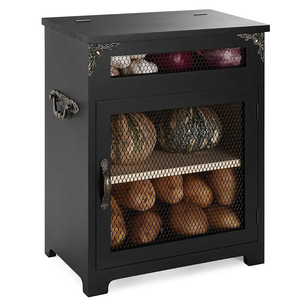 Wooden Potato & Onion Storage Bin - Kitchen Countertop Vegetable Storage Box, 12.2"" W X 6.5"" D X 16"" H (Black)
Wooden Potato & Onion Storage Bin - Kitchen Countertop Vegetable Storage Box, 12.2"" W X 6.5"" D X 16"" H (Black)