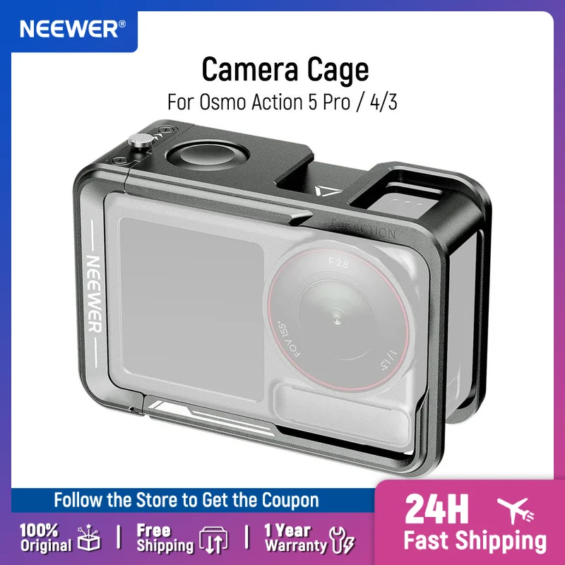 NEEWER Action Camera Cage for Action 5 Pro Protective Metal Video Rig with Cold Shoe for DJI Osmo Action 5 Pro
NEEWER Action Camera Cage for Action 5 Pro Protective Metal Video Rig with Cold Shoe for DJI Osmo Action 5 Pro