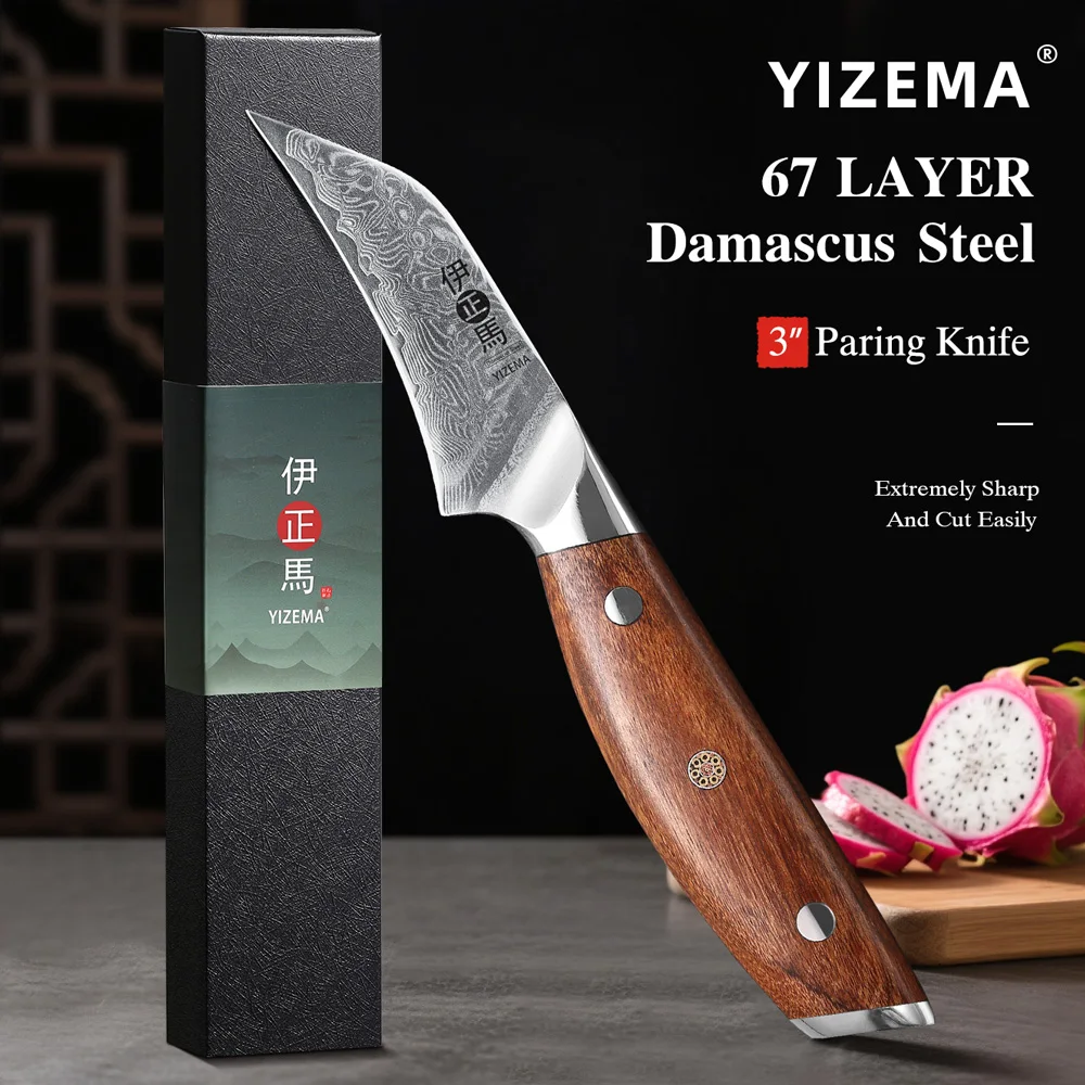 Кухонный нож YIZEMA 3 дюйма с изогнутым лезвием из дамасской стали, профессиональный, высококачественный, острый, универсальный, для фруктов, кулинарный инструмент
Кухонный нож YIZEMA 3 дюйма с изогнутым лезвием из дамасской стали, профессиональный, высококачественный, острый, универсальный, для фруктов, кулинарный инструмент