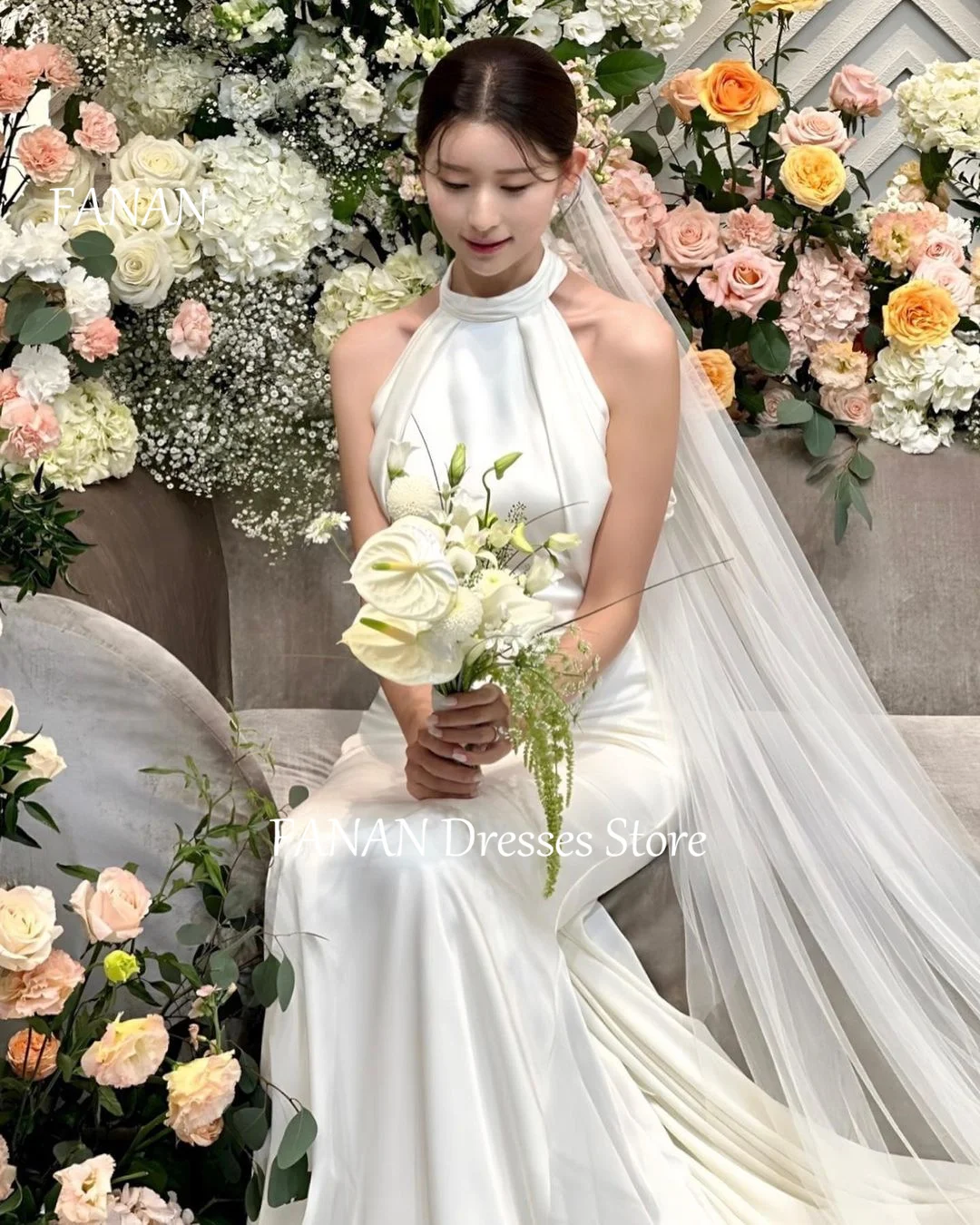 FANAN High Neck Korea Wedding Dresses Sleeveless 웨딩드레스 Sexy Ivory Satin Mermaid Elegant Custom Made Bride Gowns Plus Size
FANAN High Neck Korea Wedding Dresses Sleeveless 웨딩드레스 Sexy Ivory Satin Mermaid Elegant Custom Made Bride Gowns Plus Size