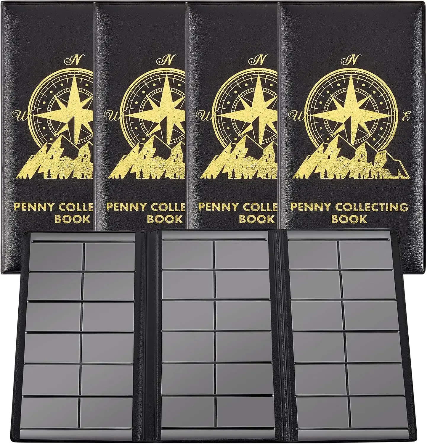 4 Pack Pressed Penny Coin Collection Book, Holds 44 Coins Each, Souvenir Album for Collectors, Black
4 Pack Pressed Penny Coin Collection Book, Holds 44 Coins Each, Souvenir Album for Collectors, Black