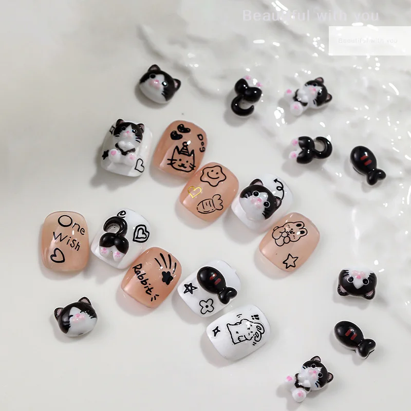 10PCS Black And White Cat Nail Accessories Cartoon 3D Cute Cat Butt Small Fish Resin Nail Decoration Manicure Jewelry DIY
10PCS Black And White Cat Nail Accessories Cartoon 3D Cute Cat Butt Small Fish Resin Nail Decoration Manicure Jewelry DIY