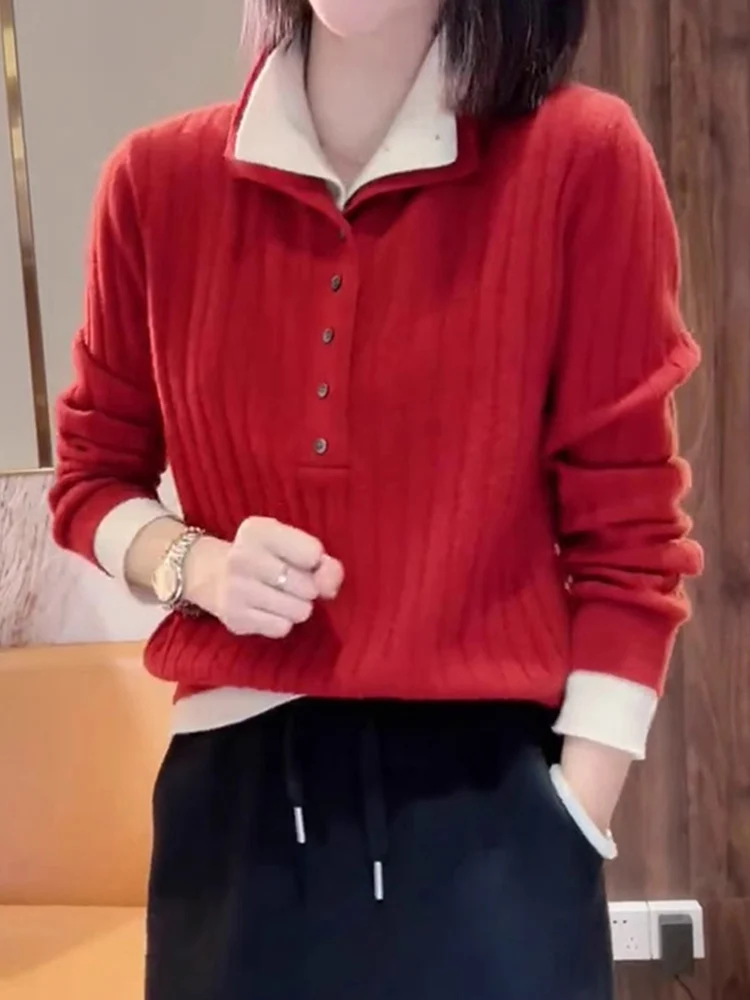 Повседневный шерстяной вязаный свитер Long Sve с отложным воротником, осень-зима, цветная блузка, искусственная двухсекционная удобная универсальная повседневная одежда...
Повседневный шерстяной вязаный свитер Long Sve с отложным воротником, осень-зима, цветная блузка, искусственная двухсекционная удобная универсальная повседневная одежда...