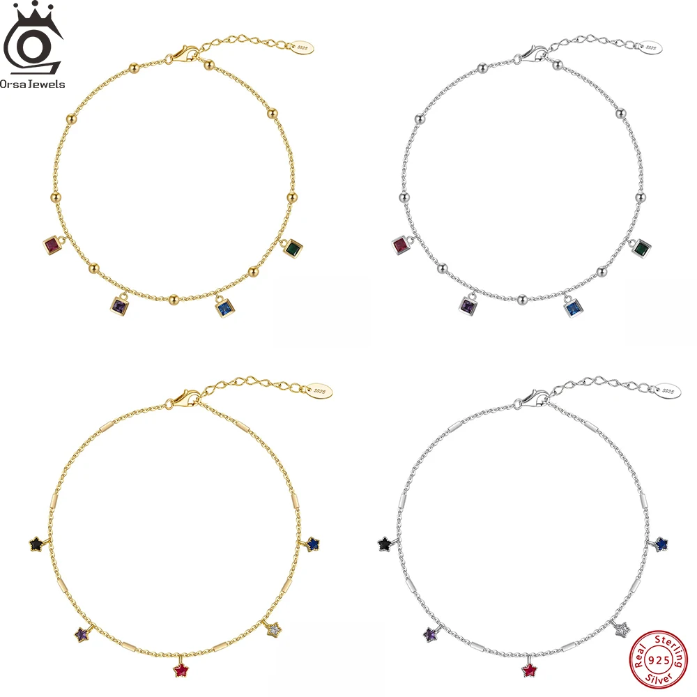 ORSA JEWELS S925 Silver Cubic Zircon Anklets Summer Sweet Colors Zirconia Pendants Foot Chain Gift Geometric Shape Ankle SA92
ORSA JEWELS S925 Silver Cubic Zircon Anklets Summer Sweet Colors Zirconia Pendants Foot Chain Gift Geometric Shape Ankle SA92