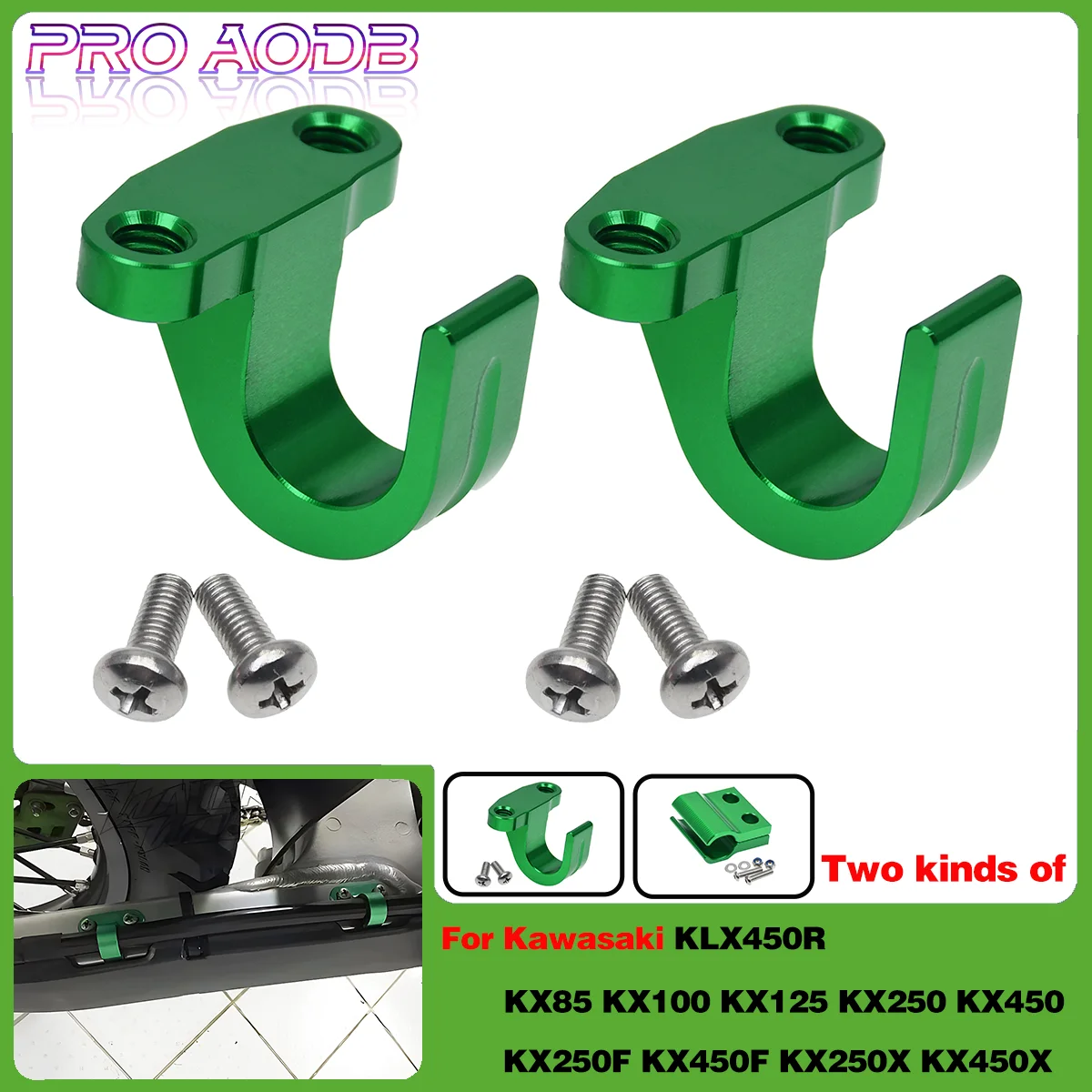 For Kawasaki KX85 KX100 KX125 KX250 KX450 KX250F KX450F KX250X KX450X KLX450R CNC aluminum front and rear brake oil line clamps 
For Kawasaki KX85 KX100 KX125 KX250 KX450 KX250F KX450F KX250X KX450X KLX450R CNC aluminum front and rear brake oil line clamps