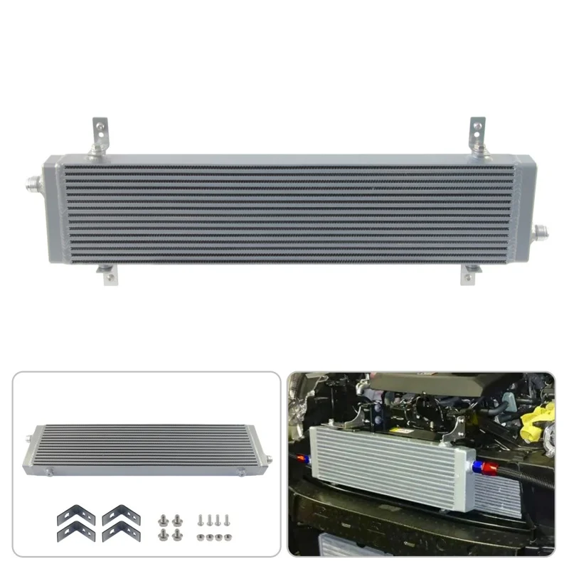 10AN Durable Oil Cooler Universal Large Core: 23"x5.5"x1.58" Engine Single Cross Flow 7/8"-14 UNF Bar & Plate Black/Silver
10AN Durable Oil Cooler Universal Large Core: 23"x5.5"x1.58" Engine Single Cross Flow 7/8"-14 UNF Bar & Plate Black/Silver