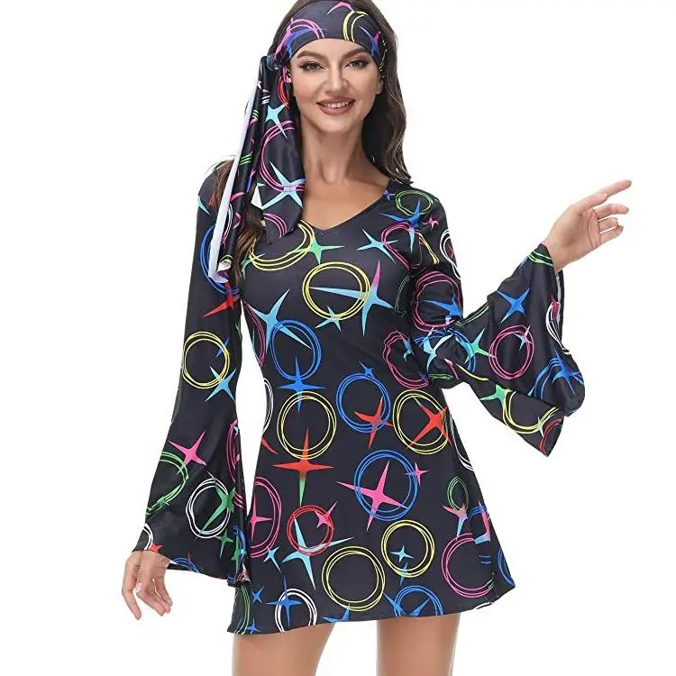 Disco Halloween Print Dress 70s Hippie Style Long Sleeve High Waist Bell Sleeve Women's Fashion Autumn Cross-Border Gown
Disco Halloween Print Dress 70s Hippie Style Long Sleeve High Waist Bell Sleeve Women's Fashion Autumn Cross-Border Gown