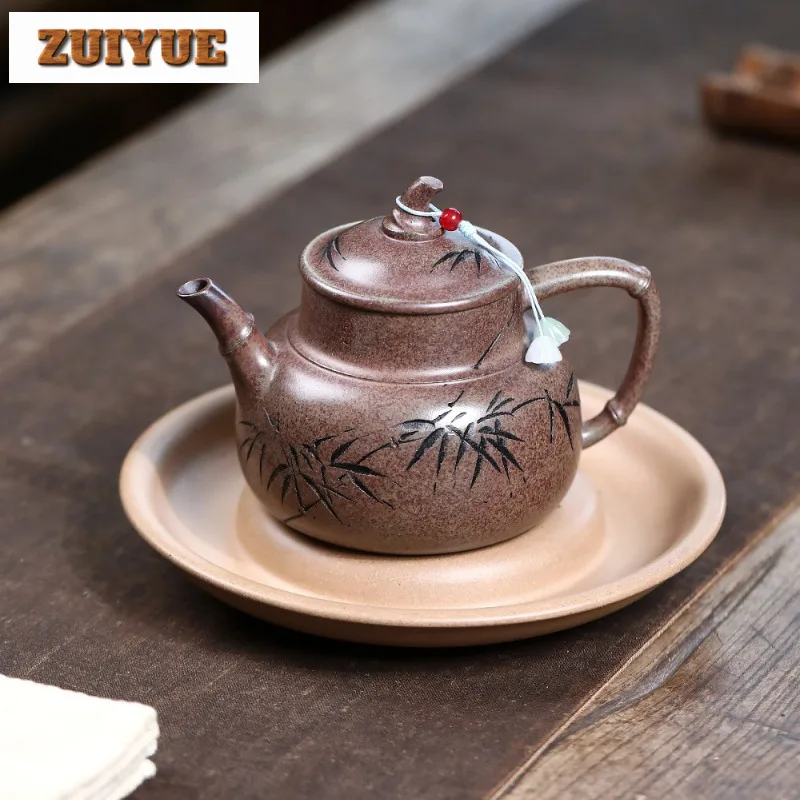270ml Yixing Purple Clay Teapots Handmade Bamboo Shadows Pot Raw Ore Wood-fired Porcelain Mud Tea Making Kettle Zisha Tea Set
270ml Yixing Purple Clay Teapots Handmade Bamboo Shadows Pot Raw Ore Wood-fired Porcelain Mud Tea Making Kettle Zisha Tea Set