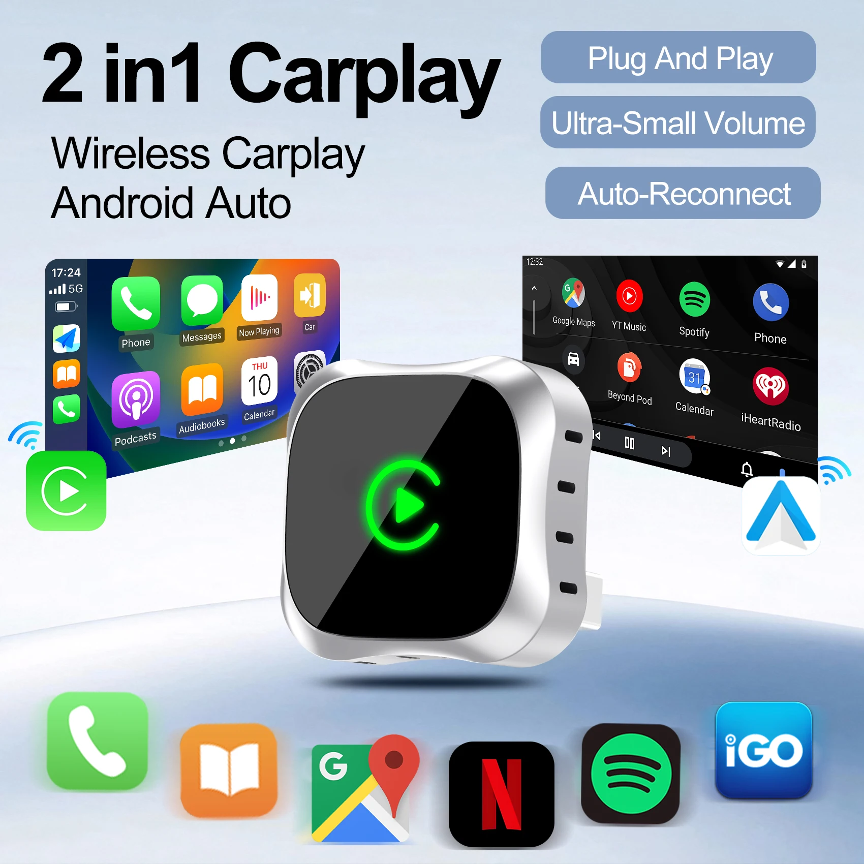 2025 2IN1 Wired to Wireless CarPlay Box & Android Auto Car Ai Smart Box Smart Dongle For Toyota Volvo Benz MG Kia MAZDA FORD BMW
2025 2IN1 Wired to Wireless CarPlay Box & Android Auto Car Ai Smart Box Smart Dongle For Toyota Volvo Benz MG Kia MAZDA FORD BMW