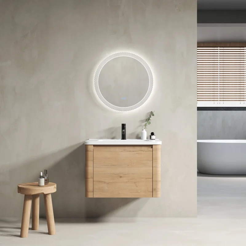 Wall-Mounted Bathroom Vanity with White Ceramic Sink, 1 Soft-Close Door, KD Pack, Plywood
Wall-Mounted Bathroom Vanity with White Ceramic Sink, 1 Soft-Close Door, KD Pack, Plywood