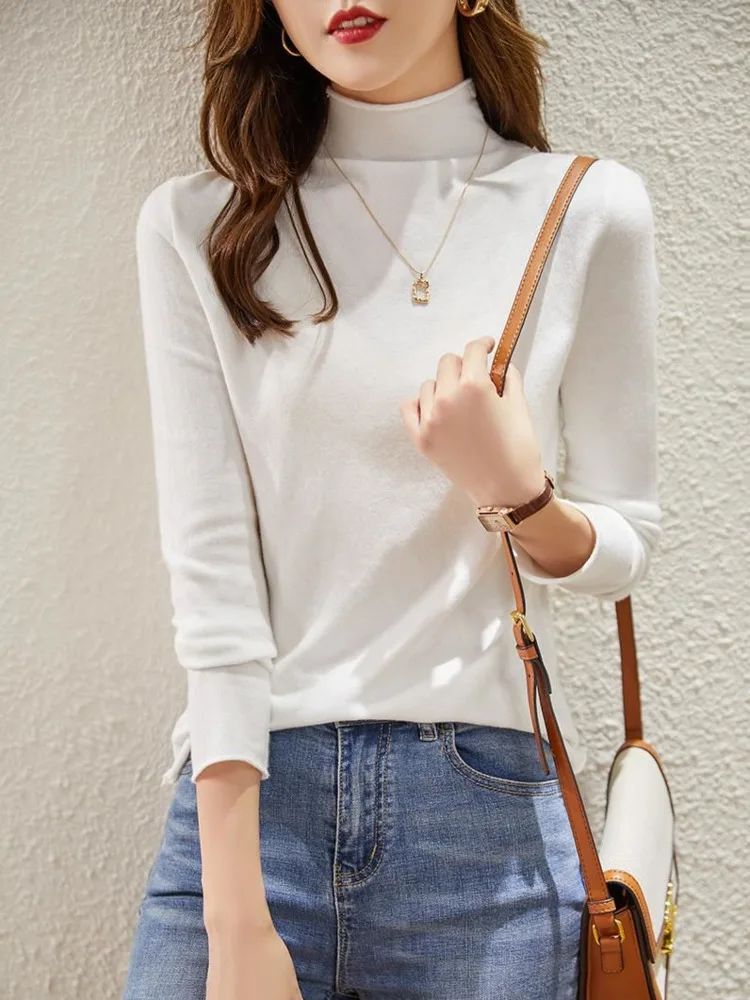 Autumn Winter 2022 Solid Color Basic Knitted Tops Female Fashion Half High Collar Knitted Inner Jumpers Simple Korean Sweaters
Autumn Winter 2022 Solid Color Basic Knitted Tops Female Fashion Half High Collar Knitted Inner Jumpers Simple Korean Sweaters